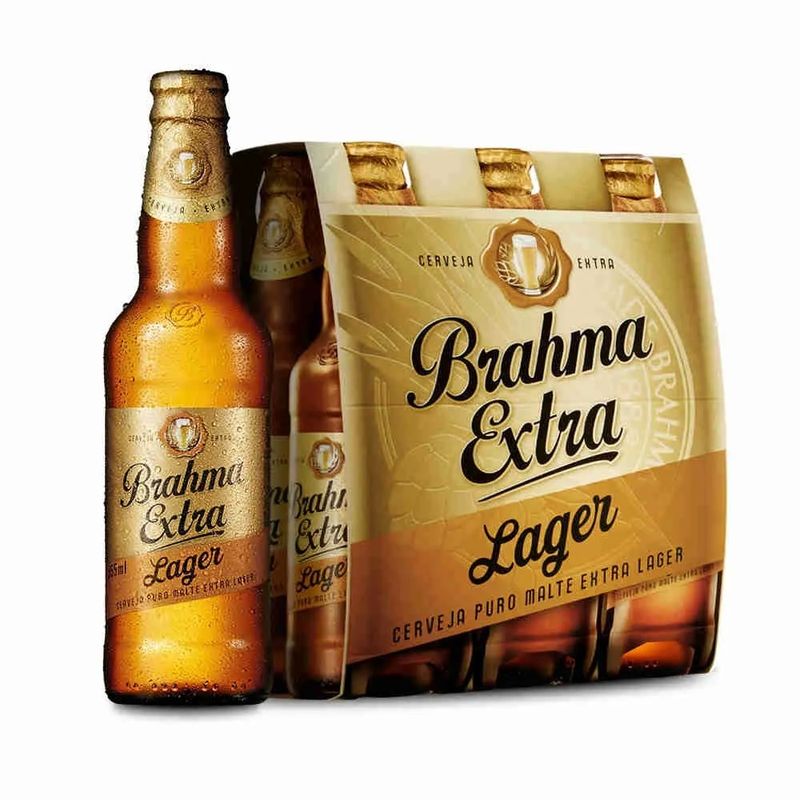 Cerveja Brahma Extra Lager, Puro Malte, 355ml, Long Neck, Pack C/6