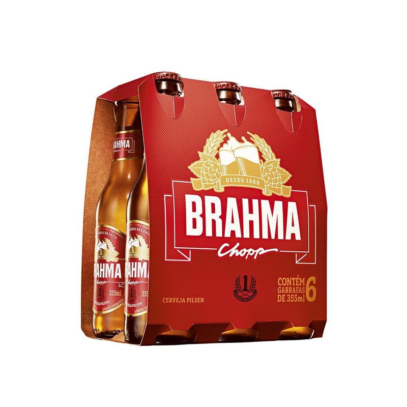 Cerveja Brahma Chopp, Pilsen, 355ml, Long Neck, Pack C/6