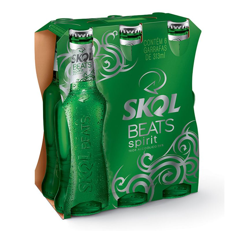 Drink Pronto Skol Beats, Spirit Long Neck 313ml Pack C/6