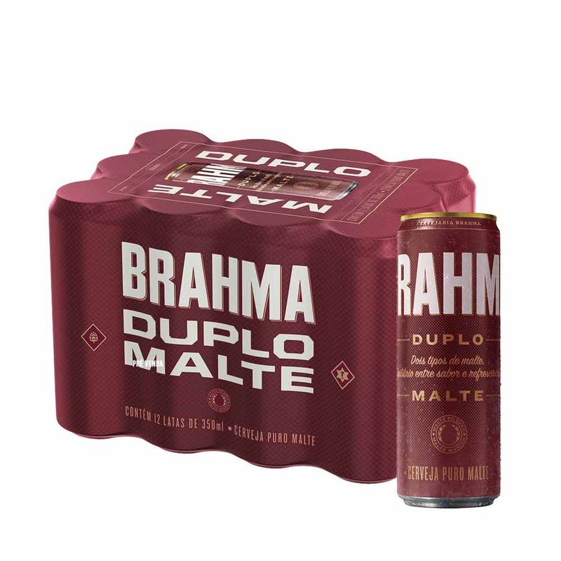 Cerveja Brahma Duplo Malte, Puro Malte, 350ml, Lata, Pack C/12
