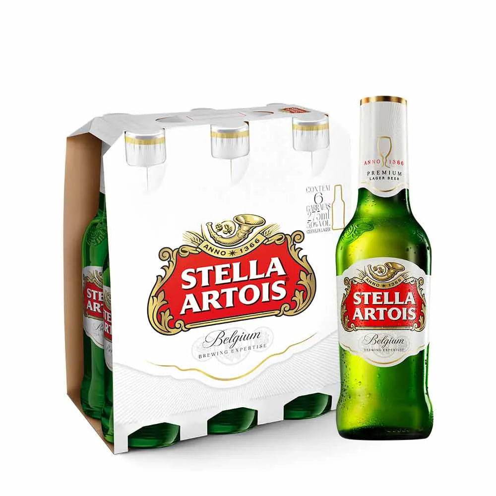 Cerveja Stella Artois Puro Malte 275ml Long Neck Pack C/6