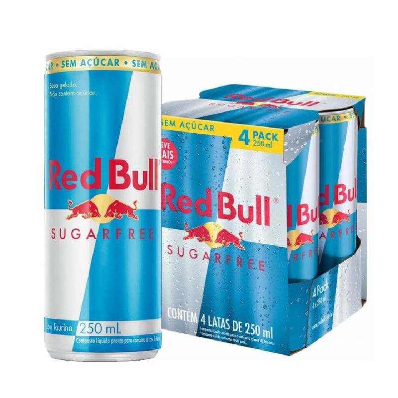 Red Bull Sugar Free 250ml Caixa com 4 Unidades