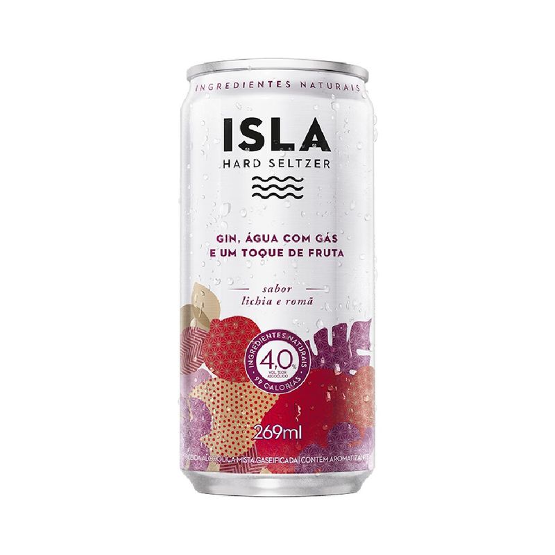 Drink Pronto Isla Hard Seltzer, Lichia e Romã, 269ml, Lata