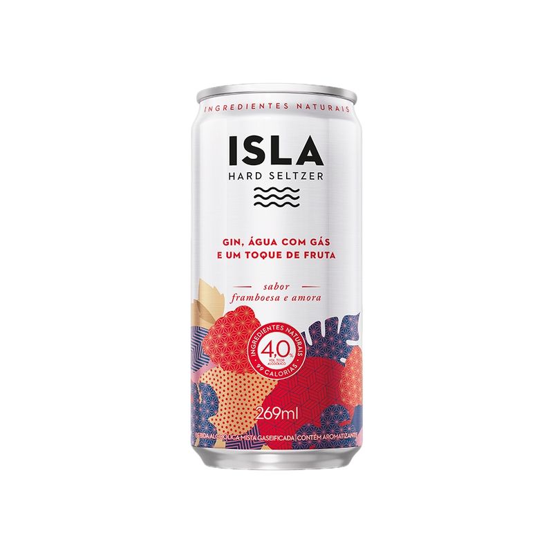 Drink Pronto Isla Hard Seltzer, Framboesa e Amora, 269ml, Lata