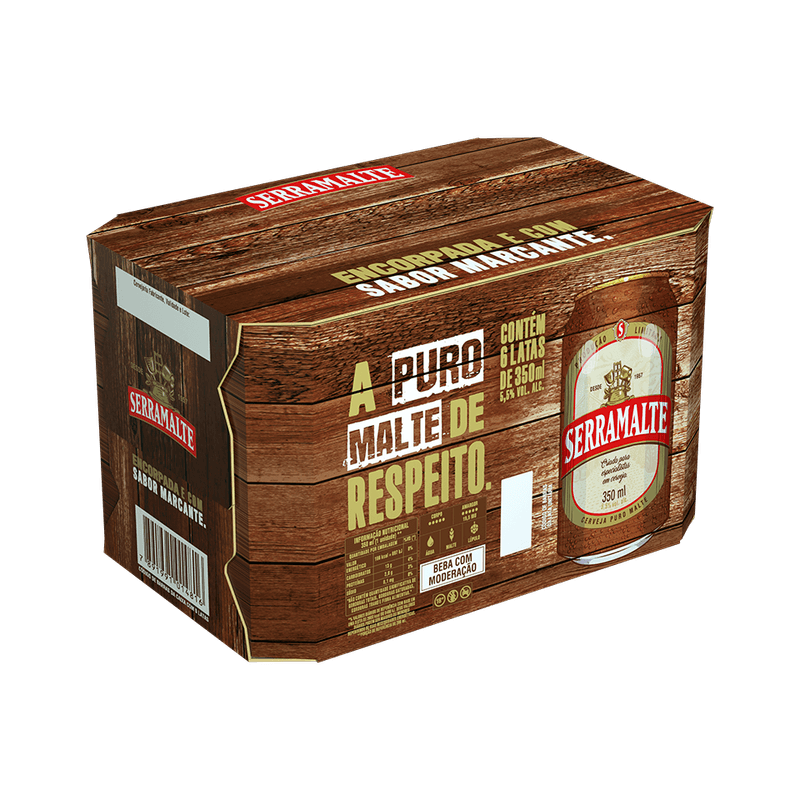 Cerveja Serramalte, Puro Malte, 350ml, Lata, Pack C/6