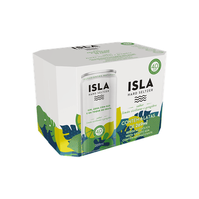 Drink Pronto Isla Hard Seltzer, Limão e Gengibre, 269ml, Lata, Pack C/6