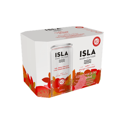 Drink Pronto Isla Hard Seltzer, Pêssego e Maracujá, 269ml, Lata, Pack C/6