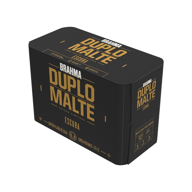 Cerveja Brahma Duplo Malte Escura, Puro Malte 350 ml Lata, Pack com 8 unidades