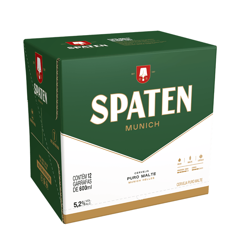 Cerveja Spaten, Puro Malte Caixa de Transporte Garrafa Vidro 12 x 600ml