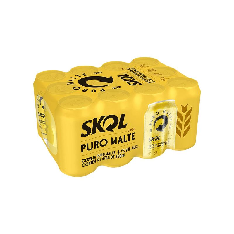 Cerveja Skol Puro Malte 350ml Pack C/12