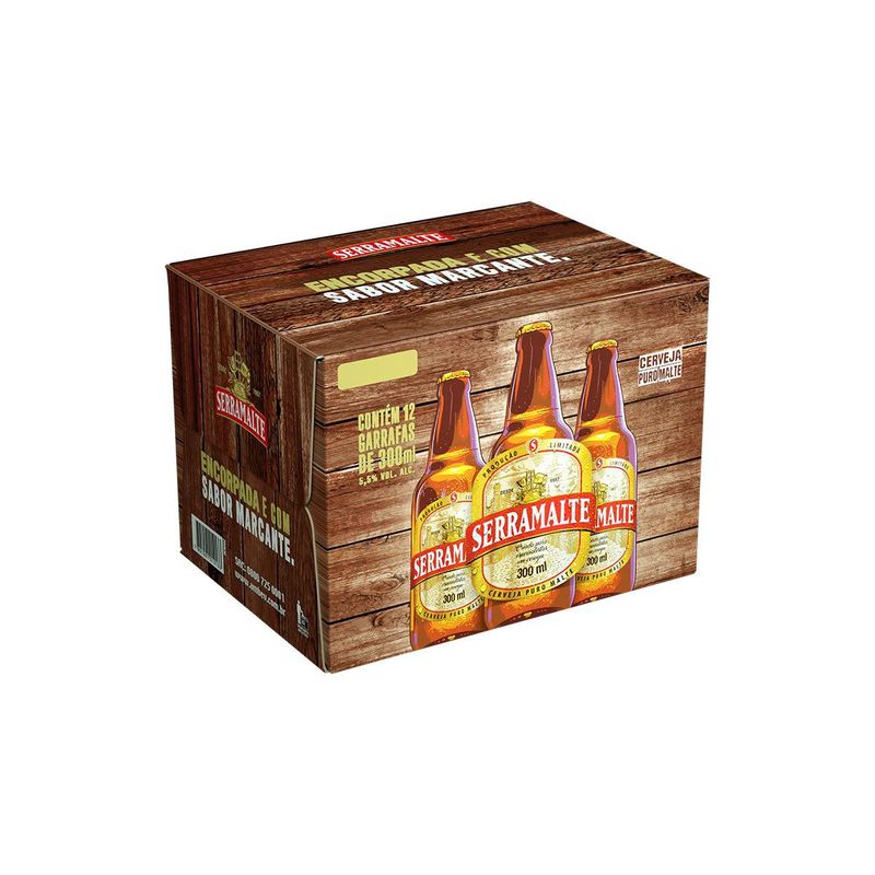 Cerveja Serramalte, Puro Malte, 300ml, Long Neck, Pack C/12