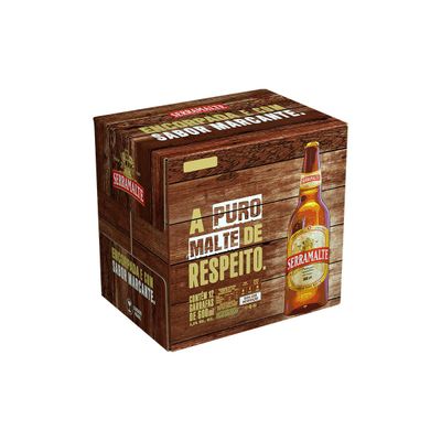 Cerveja Serramalte, Puro Malte Extra, 600ml, Garrafa, Pack C/12