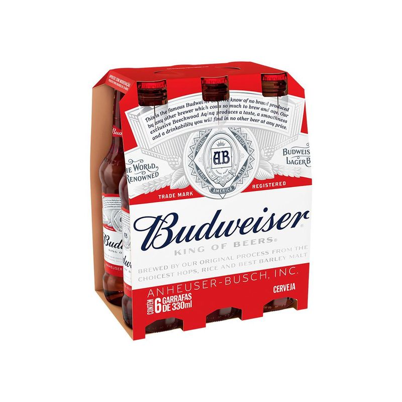 Cerveja Budweiser American Lager 330ml Long Neck Pack C/6