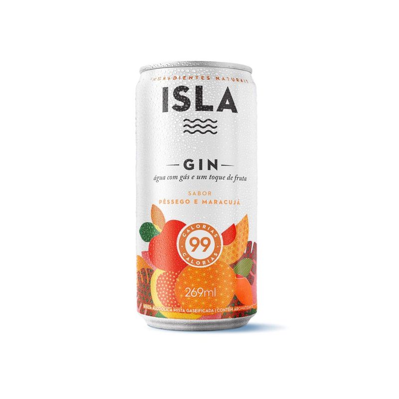 Drink Pronto Isla Hard Seltzer, Pêssego e Maracujá, 269ml, Lata