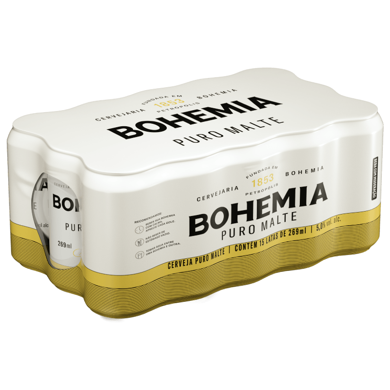 Cerveja Bohemia Puro Malte Shrink Lata Sleek 15 x 269ml