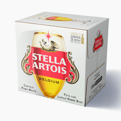 Cerveja Stella Artois Caixa de Transporte Garrafa Vidro 12 x 600ml