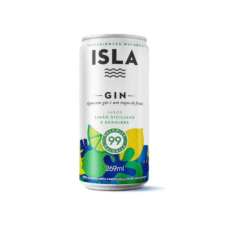 Drink Pronto Isla Hard Seltzer, Limão e Gengibre 269ml, Lata