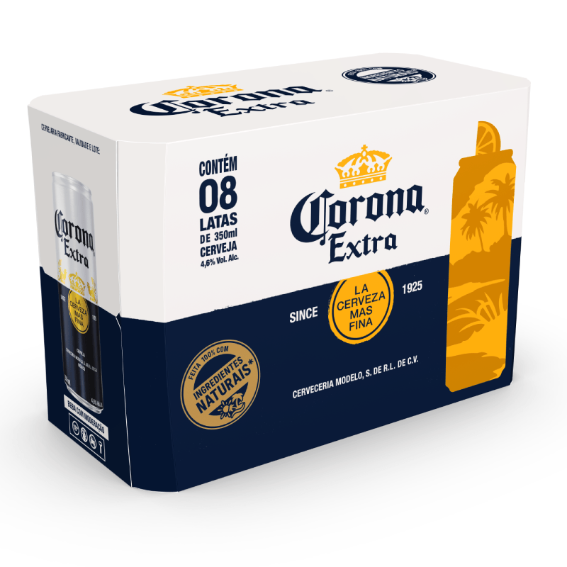 Cerveja Corona Extra, Pack Cartão, Lata Sleek - 8 x 350ml