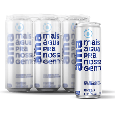 Água Mineral  Ama Com Gás Shrink Lata Sleek 12 x 350ml