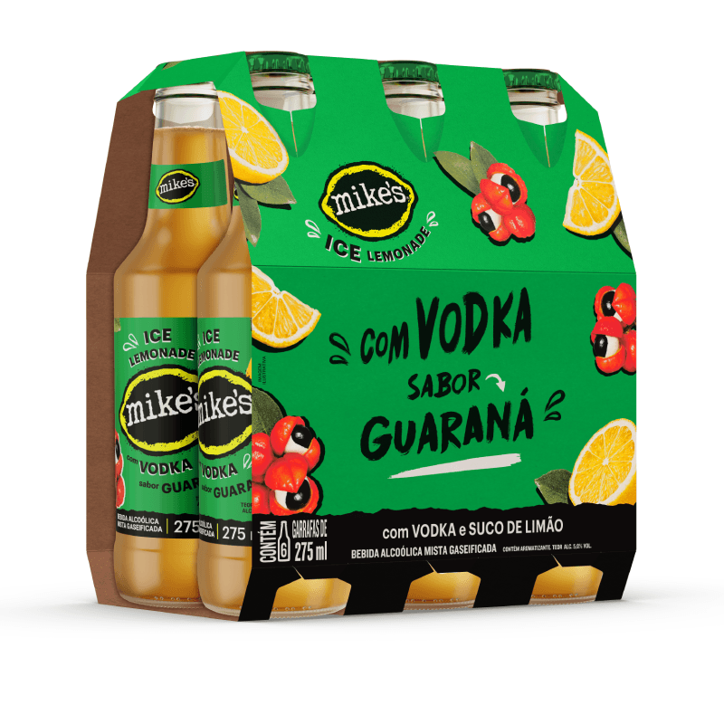 Drink Pronto Mike's ICE Guaraná Pack Cartão Garrafa Vidro 6 x 275ml