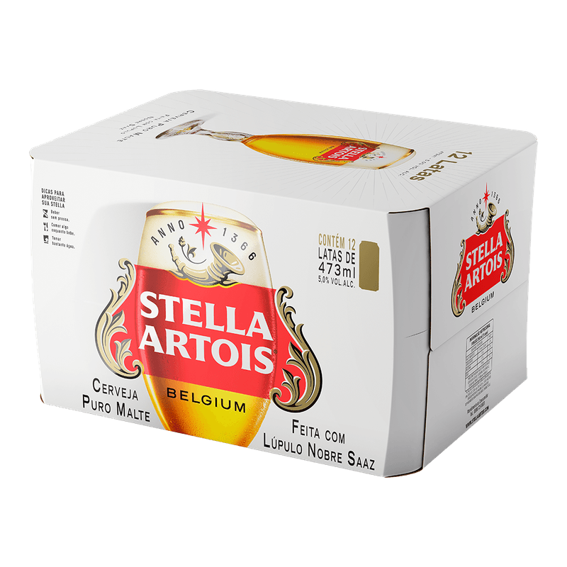 Cerveja Stella Artois Puro Malte Lata 473ml Pack C/12