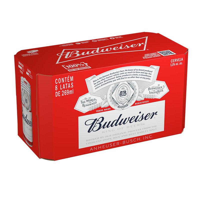 Cerveja Budweiser, American Lager, 269ml, Lata Pack C/8