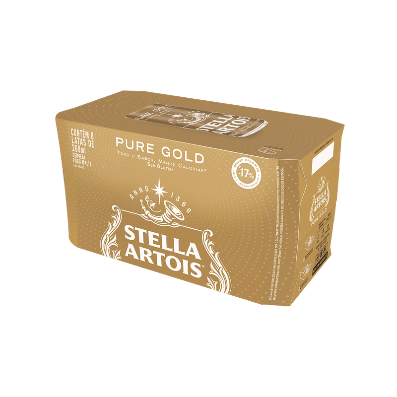 Cerveja Stella Artois Pure Gold Sem Glúten 269ml Lata Pack C/8