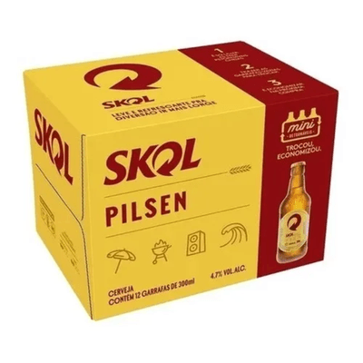Cerveja Skol Pilsen Litrinho 300ml Caixa C/12