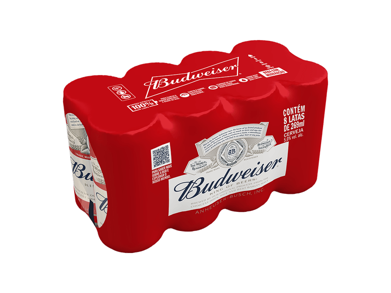 Cerveja Budweiser American Lager Lata Sleek 269ml Pack C/8