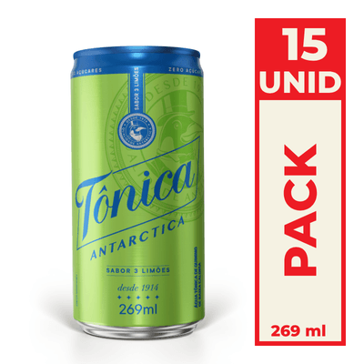 Tônica Antarctica 3 Limões Lata Sleek 269ml Pack C/15