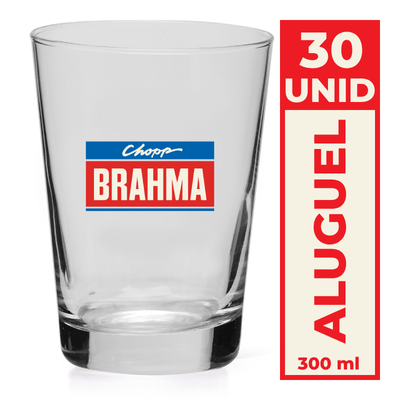 Aluguel Copo Caldereta de Vidro Chopp Brahma 300ml kit 30un